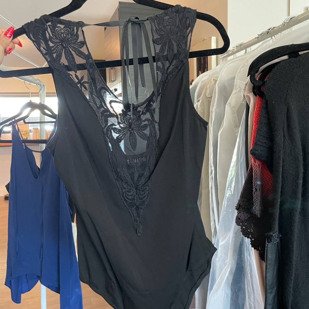 Timing Black Lace Detail Bodysuit